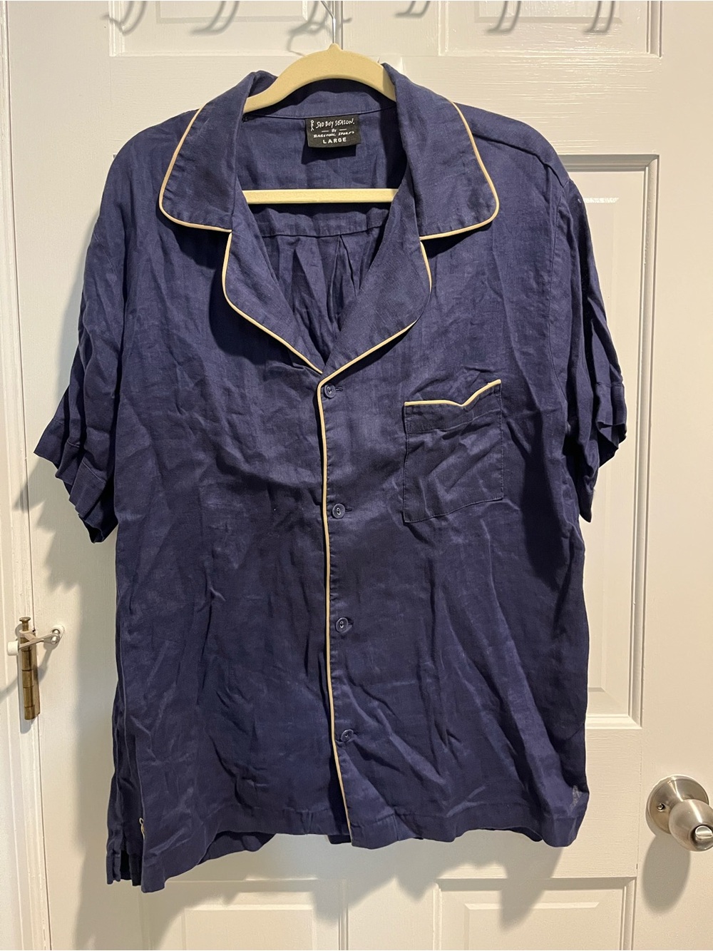 Barstool Sports Sad Boy Season Navy Blue Short Sleeve Shirt Size Large
